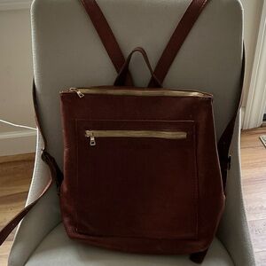 Portland Leather Tote Backpack in Nutmeg- gently used